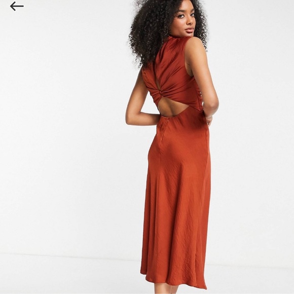 ASOS high neck drape cut out midi dress - Picture 3 of 6